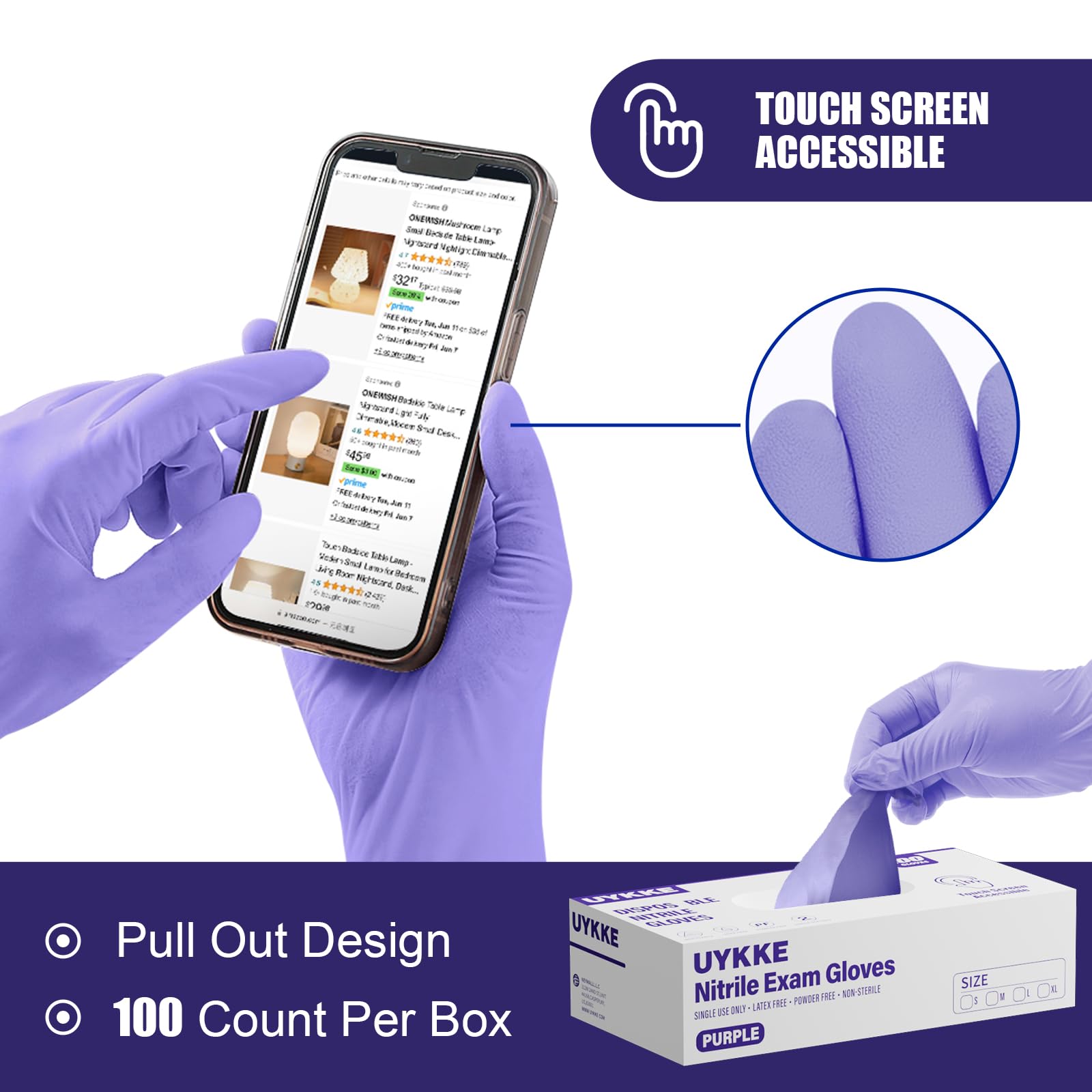 UYKKE 4 Mil Purple Nitrile Gloves — 2000 Count