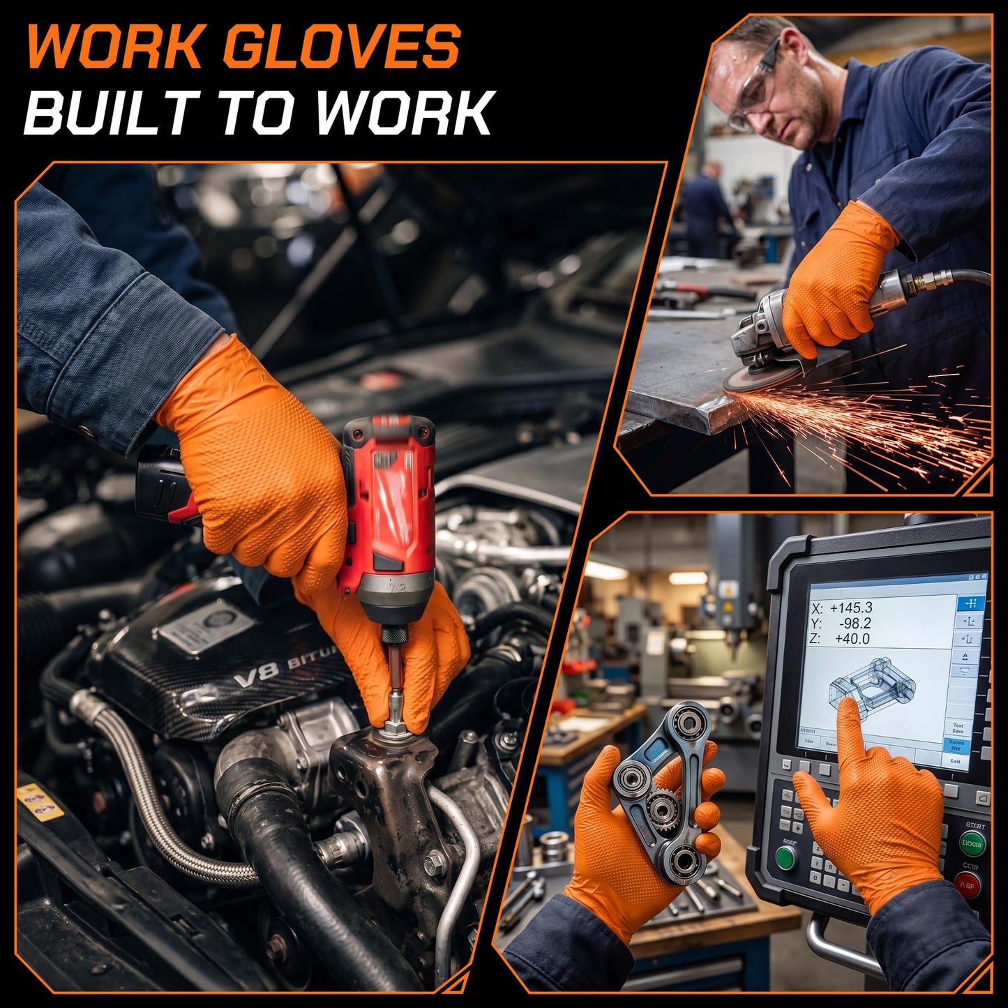 UYKKE 10 Mil Orange Nitrile Gloves — 100 / 1000 Count