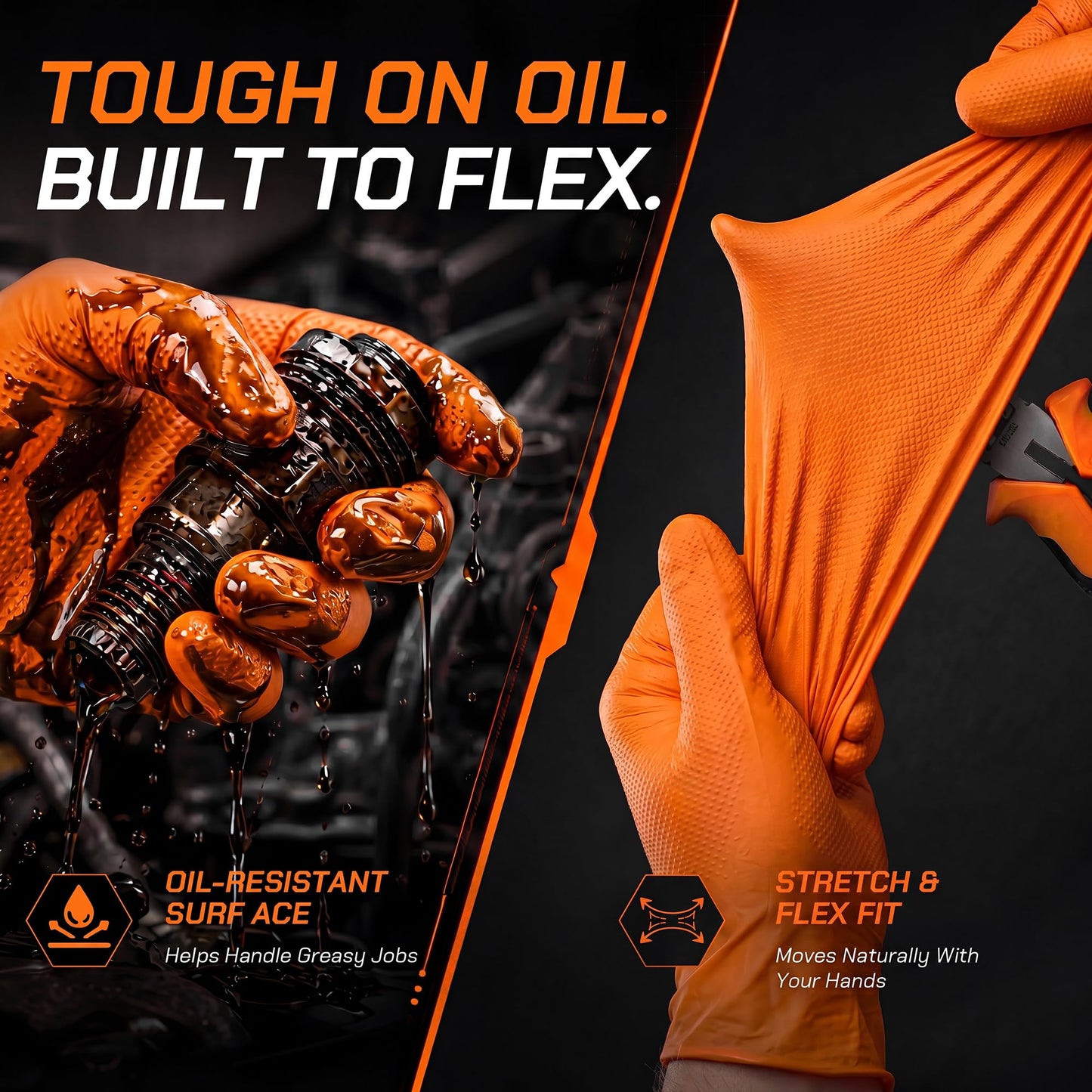 UYKKE 10 Mil Orange Nitrile Gloves — 100 / 1000 Count