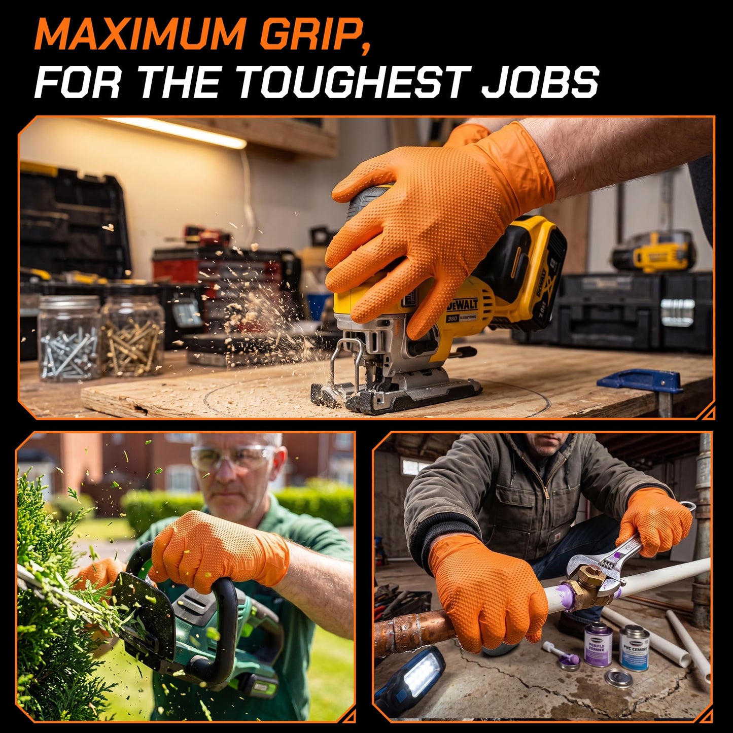 UYKKE 10 Mil Orange Nitrile Gloves — 100 / 1000 Count