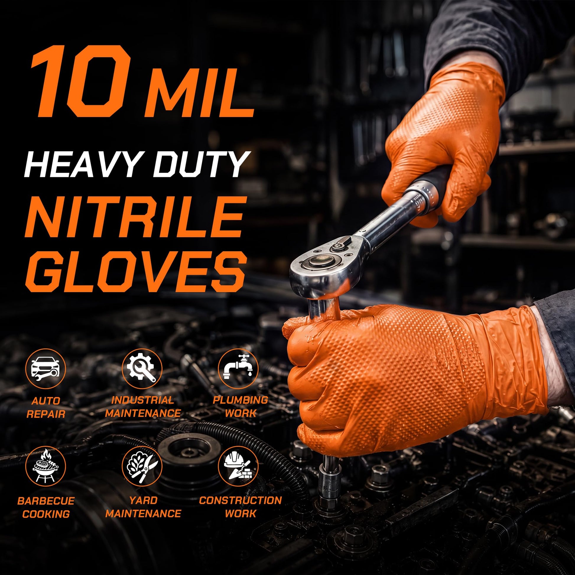 UYKKE 10 Mil Orange Nitrile Gloves — 100 / 1000 Count