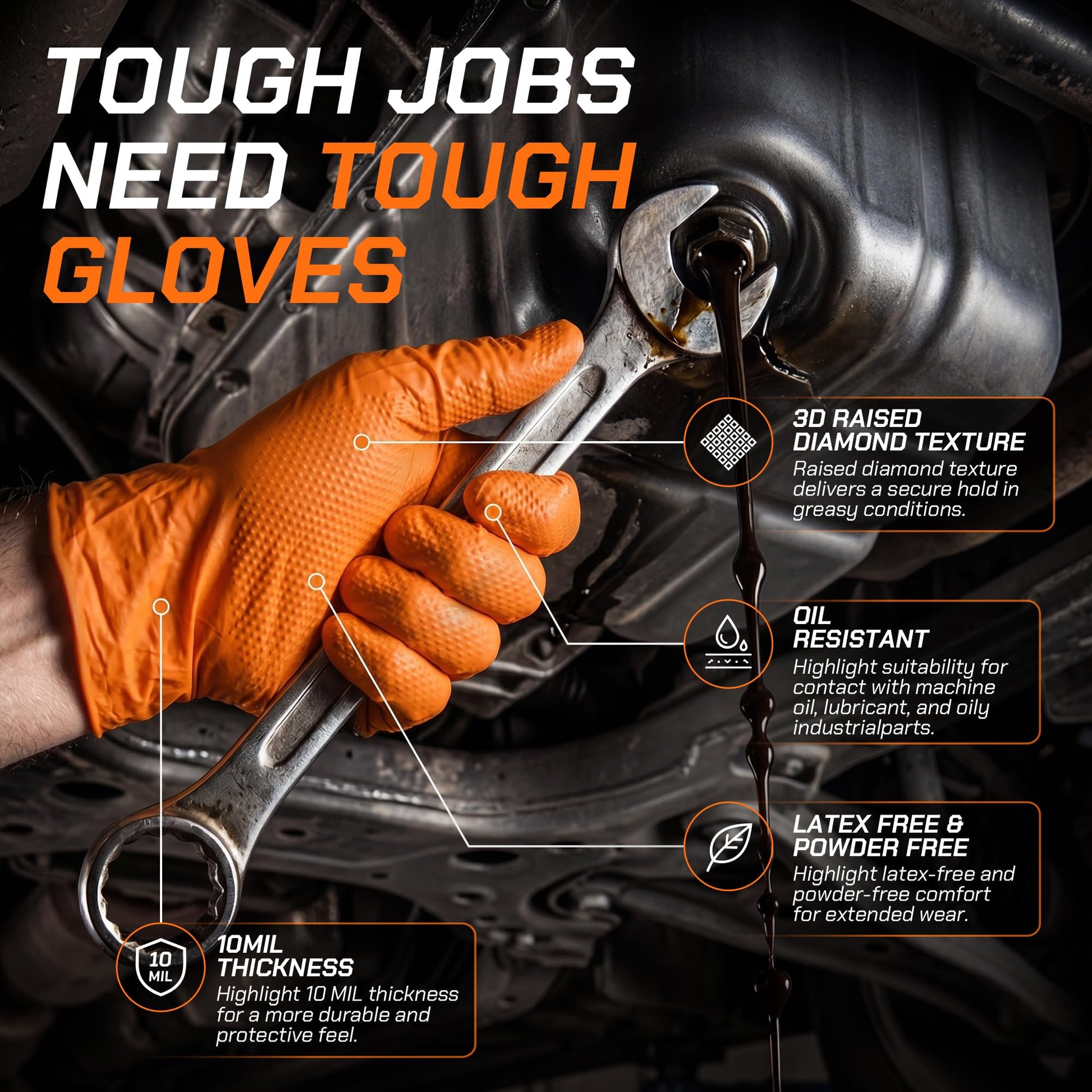 UYKKE 10 Mil Orange Nitrile Gloves — 100 / 1000 Count