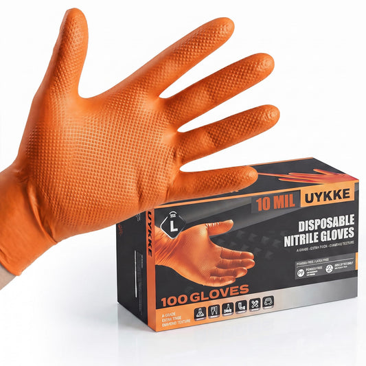 UYKKE 10 Mil Orange Nitrile Gloves — 100 / 1000 Count