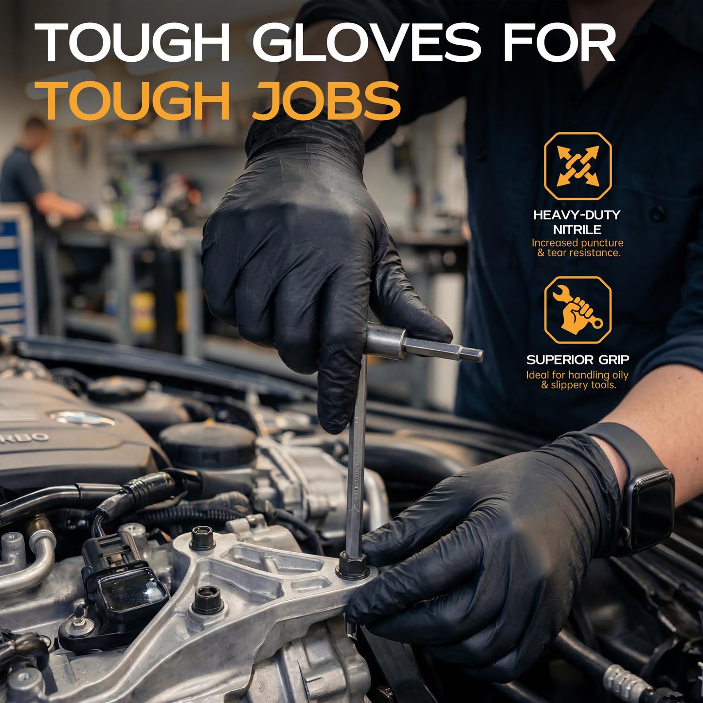 UYKKE SuSwel Series 6 Mil Black Nitrile Gloves — 100 / 1000 Count